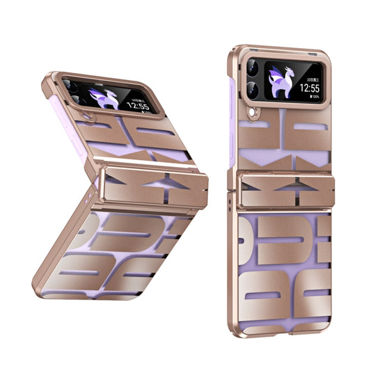 جراب هاتف قابل للطي مطلي بالكهرباء ومُزود بمفصلة، لهاتف Samsung Galaxy Z Flip4 5G