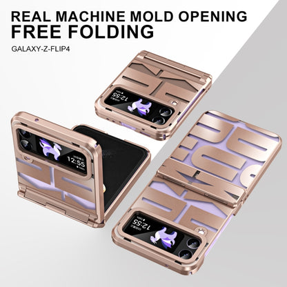 جراب هاتف قابل للطي مطلي بالكهرباء ومُزود بمفصلة، لهاتف Samsung Galaxy Z Flip4 5G