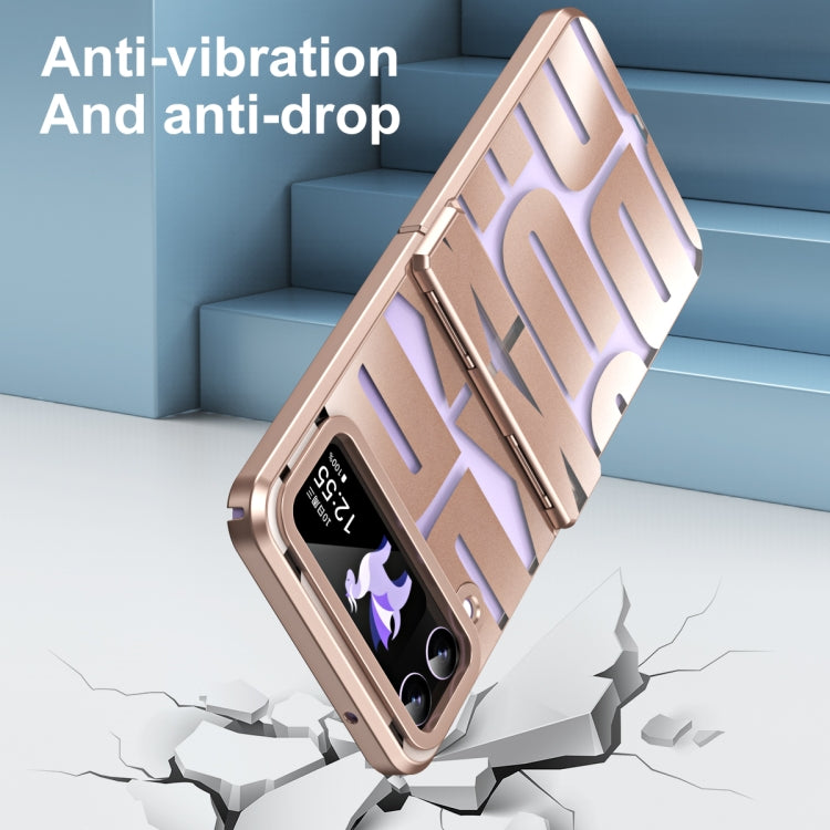 جراب هاتف قابل للطي مطلي بالكهرباء ومُزود بمفصلة، لهاتف Samsung Galaxy Z Flip4 5G