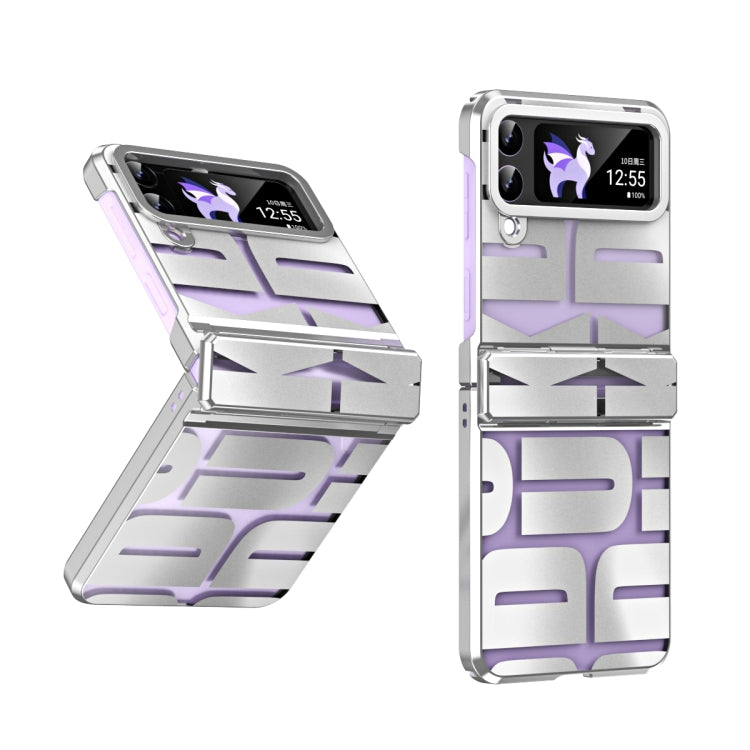 جراب هاتف قابل للطي مطلي بالكهرباء ومُزود بمفصلة، لهاتف Samsung Galaxy Z Flip4 5G