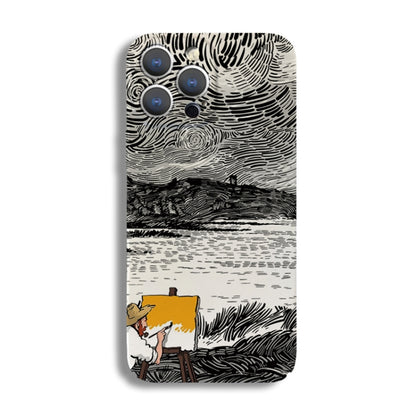 جراب هاتف من الكمبيوتر الشخصي بنمط رسم زيتي بفتحة دقيقة، مناسب لأجهزة iPhone 13 Pro وiPhone 13 وiPhone 13 mini وiPhone 12 وiPhone 12 Pro Max