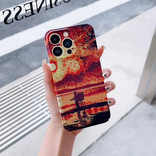 جراب هاتف PC بنمط رسم زيتي بفتحة دقيقة، مناسب لأجهزة iPhone 14 وiPhone 14 Plus وiPhone 14 Pro وiPhone 14 Pro Max وiPhone 13 mini وiPhone 13 وiPhone 13 Pro وiPhone 13 Pro Max وiPhone 12 mini