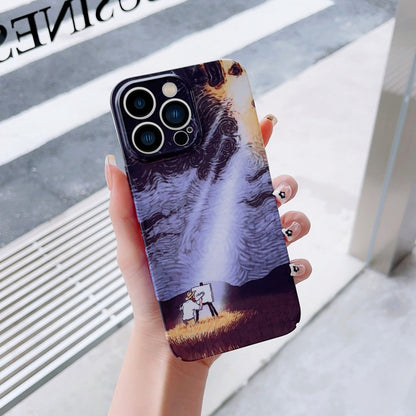 جراب هاتف PC بنقشة زيتية بفتحة دقيقة، لهاتف iPhone XS Max وiPhone XR