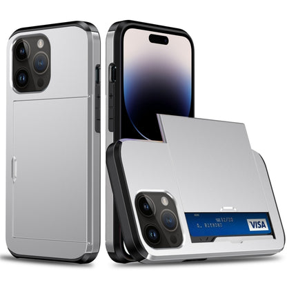 جراب هاتف مدرع مقاوم للصدمات مع فتحة بطاقة منزلقة، لهاتف iPhone 15 Pro Max، وiPhone 15 Pro، وiPhone 15 Plus، وiPhone 15