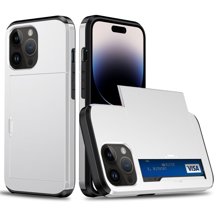 جراب هاتف مدرع مقاوم للصدمات مع فتحة بطاقة منزلقة، لهاتف iPhone 15 Pro Max، وiPhone 15 Pro، وiPhone 15 Plus، وiPhone 15