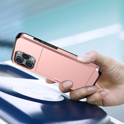 جراب هاتف مدرع مقاوم للصدمات مع فتحة بطاقة منزلقة، لهاتف iPhone 15 Pro Max، وiPhone 15 Pro، وiPhone 15 Plus، وiPhone 15