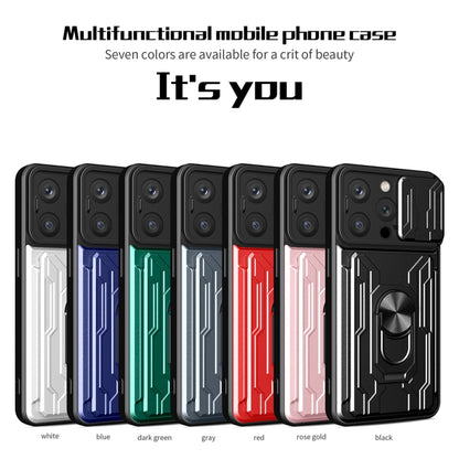 جراب هاتف منزلق من مادة TPU + PC مع فتحة بطاقة، لهاتف iPhone 15 Pro Max، وiPhone 15 Pro، وiPhone 15 Plus، وiPhone 15