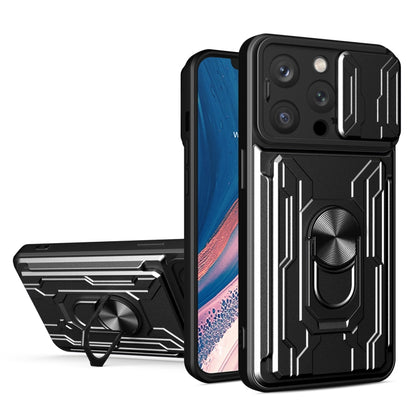 جراب هاتف منزلق من مادة TPU + PC مع فتحة بطاقة، لهاتف iPhone 15 Pro Max، وiPhone 15 Pro، وiPhone 15 Plus، وiPhone 15