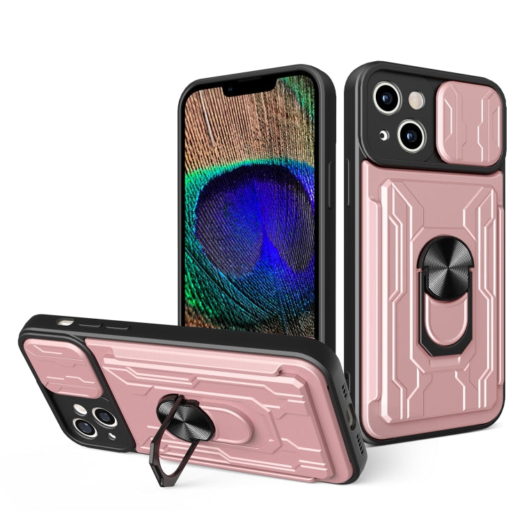 جراب هاتف منزلق من مادة TPU + PC مع فتحة بطاقة، لهاتف iPhone 15 Pro Max، وiPhone 15 Pro، وiPhone 15 Plus، وiPhone 15