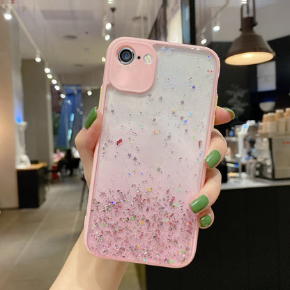 جراب هاتف TPU لامع متدرج الألوان مرصع بالنجوم، مناسب لأجهزة iPhone XS / X، iPhone XR، iPhone XS Max، iPhone 8 Plus / 7 Plus، iPhone 6s Plus / 6 Plus، iPhone 6s / 6