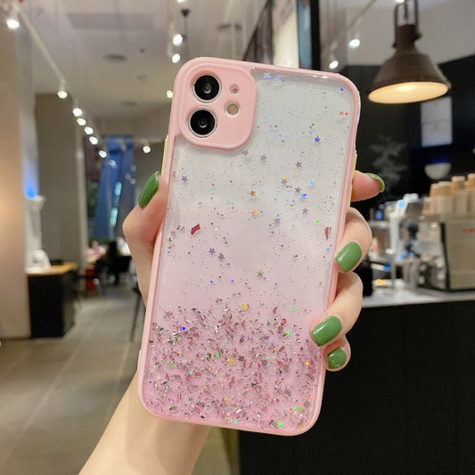 جراب هاتف TPU لامع متدرج النجوم، مناسب لأجهزة iPhone 13 mini وiPhone 12 وiPhone 12 Pro Max وiPhone 12 Pro وiPhone 12 mini وiPhone 11 Pro Max وiPhone 11 وiPhone 11 Pro