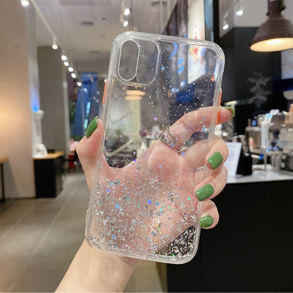 جراب هاتف TPU لامع متدرج الألوان مرصع بالنجوم، مناسب لأجهزة iPhone XS / X، iPhone XR، iPhone XS Max، iPhone 8 Plus / 7 Plus، iPhone 6s Plus / 6 Plus، iPhone 6s / 6