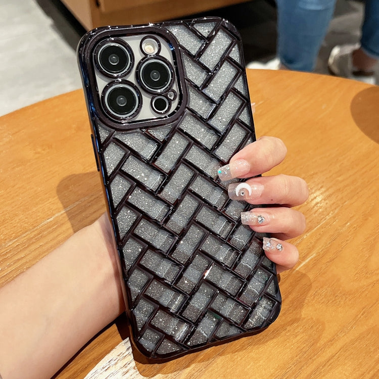 جراب هاتف من الورق اللامع بنقش ليزر ثلاثي الأبعاد وشبكة منسوجة، مناسب لهاتف iPhone 12 Pro وiPhone 11