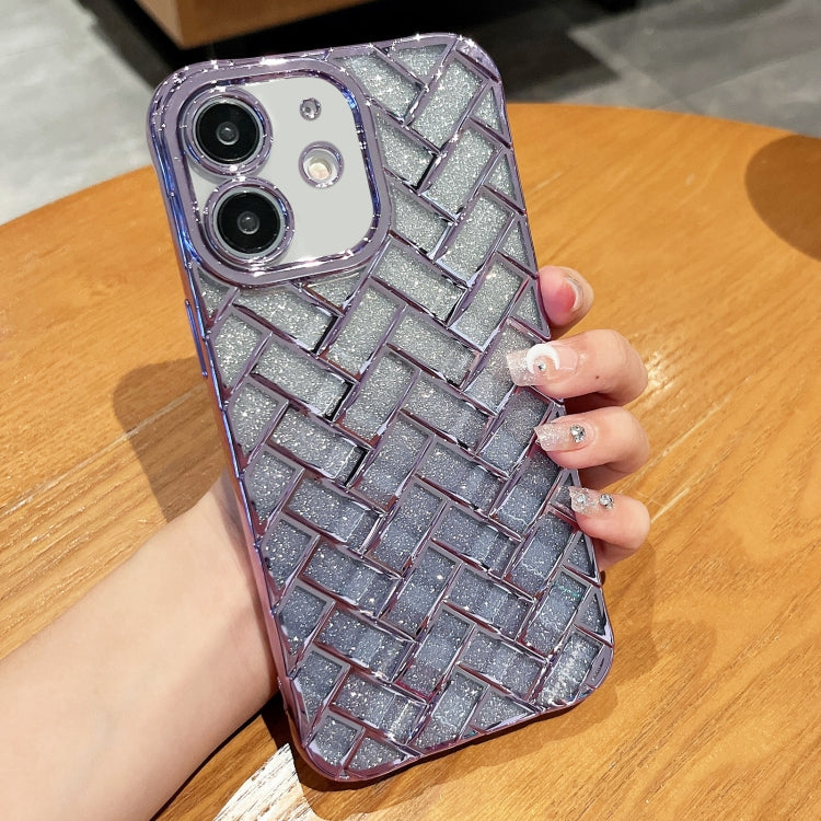 جراب هاتف من الورق اللامع بنقش ليزر ثلاثي الأبعاد وشبكة منسوجة، مناسب لهاتف iPhone 12 Pro وiPhone 11