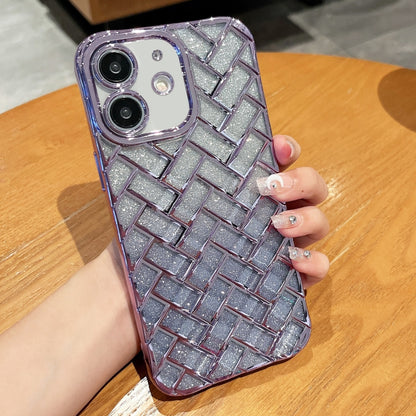 جراب هاتف من الورق اللامع بنقش ليزر ثلاثي الأبعاد وشبكة منسوجة، مناسب لهاتف iPhone 12 Pro وiPhone 11