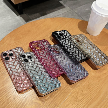 جراب هاتف من الورق اللامع بنقش ليزر ثلاثي الأبعاد وشبكة منسوجة، مناسب لهاتف iPhone 12 Pro وiPhone 11