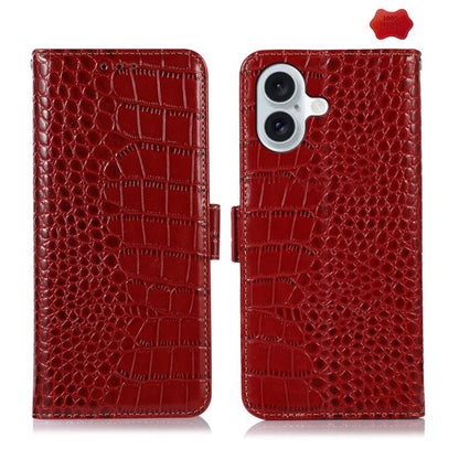 Crocodile Top Layer Cowhide Leather Phone Case, For iPhone 17 Pro Max, For iPhone 17 Pro, For iPhone 17, For iPhone 17 Air, For iPhone 16e, For iPhone 16 Pro Max, For iPhone 16 Pro, For iPhone 16 Plus, For iPhone 16, For iPhone 15 Pro Max��������������...