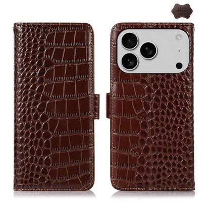 Crocodile Top Layer Cowhide Leather Phone Case, For iPhone 17 Pro Max, For iPhone 17 Pro, For iPhone 17, For iPhone 17 Air, For iPhone 16e, For iPhone 16 Pro Max, For iPhone 16 Pro, For iPhone 16 Plus, For iPhone 16, For iPhone 15 Pro Max��������������...