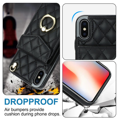 جراب هاتف بتصميم معيني مع حبل طويل، لهاتف iPhone XS Max
