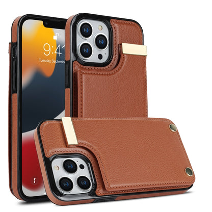 Metal Buckle Card Slots Phone Case, For iPhone 14 Pro, For iPhone 14 Pro Max, For iPhone SE 2022 / 2020 / 8 / 7, For iPhone 13 Pro Max, For iPhone 13 Pro, For iPhone 12 / 12 Pro, For iPhone 12 Pro Max, For iPhone 11 Pro Max