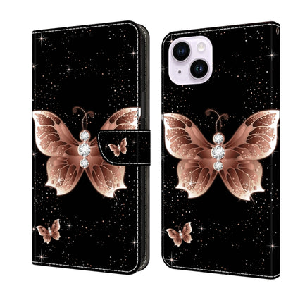 Crystal 3D Shockproof Protective Leather Phone Case, For iPhone 15 Plus, For iPhone 14 Pro