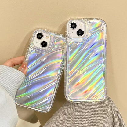 جراب هاتف TPU بموجات الترتر بالليزر، مناسب لآيفون 11، وآيفون 11 برو، وآيفون X / XS، وآيفون XR، وآيفون XS Max، وآيفون 8 بلس / 7 بلس