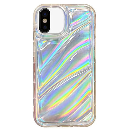 جراب هاتف TPU بموجات الترتر بالليزر، مناسب لآيفون 11، وآيفون 11 برو، وآيفون X / XS، وآيفون XR، وآيفون XS Max، وآيفون 8 بلس / 7 بلس