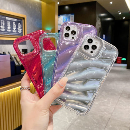 جراب هاتف TPU بموجات الترتر بالليزر، مناسب لآيفون 11، وآيفون 11 برو، وآيفون X / XS، وآيفون XR، وآيفون XS Max، وآيفون 8 بلس / 7 بلس
