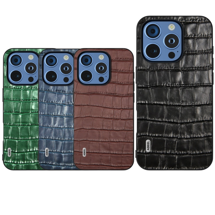 ABEEL Crocodile Texture Genuine Leather Phone Case, For iPhone 16 Pro Max, For iPhone 16 Pro, For iPhone 16 Plus, For iPhone 16, For iPhone 15 Pro Max, For iPhone 15 Pro, For iPhone 15 Plus, For iPhone 15, For iPhone 14 Plus, For iPhone 14�������������...