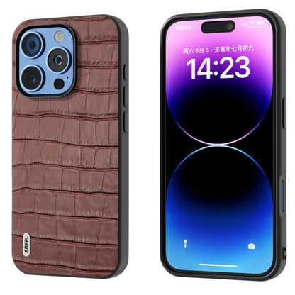 ABEEL Crocodile Texture Genuine Leather Phone Case, For iPhone 16 Pro Max, For iPhone 16 Pro, For iPhone 16 Plus, For iPhone 16, For iPhone 15 Pro Max, For iPhone 15 Pro, For iPhone 15 Plus, For iPhone 15, For iPhone 14 Plus, For iPhone 14�������������...