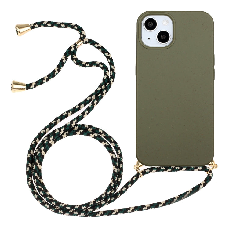 جراب هاتف من مادة قش القمح + TPU مع حبل، لهاتف iPhone 15 Pro Max، وiPhone 15 Pro، وiPhone 15 Plus، وiPhone 15