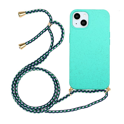 جراب هاتف من مادة قش القمح + TPU مع حبل، لهاتف iPhone 15 Pro Max، وiPhone 15 Pro، وiPhone 15 Plus، وiPhone 15