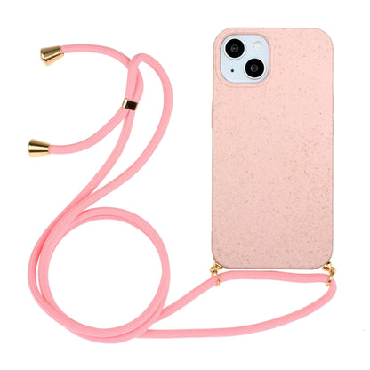جراب هاتف من مادة قش القمح + TPU مع حبل، لهاتف iPhone 15 Pro Max، وiPhone 15 Pro، وiPhone 15 Plus، وiPhone 15