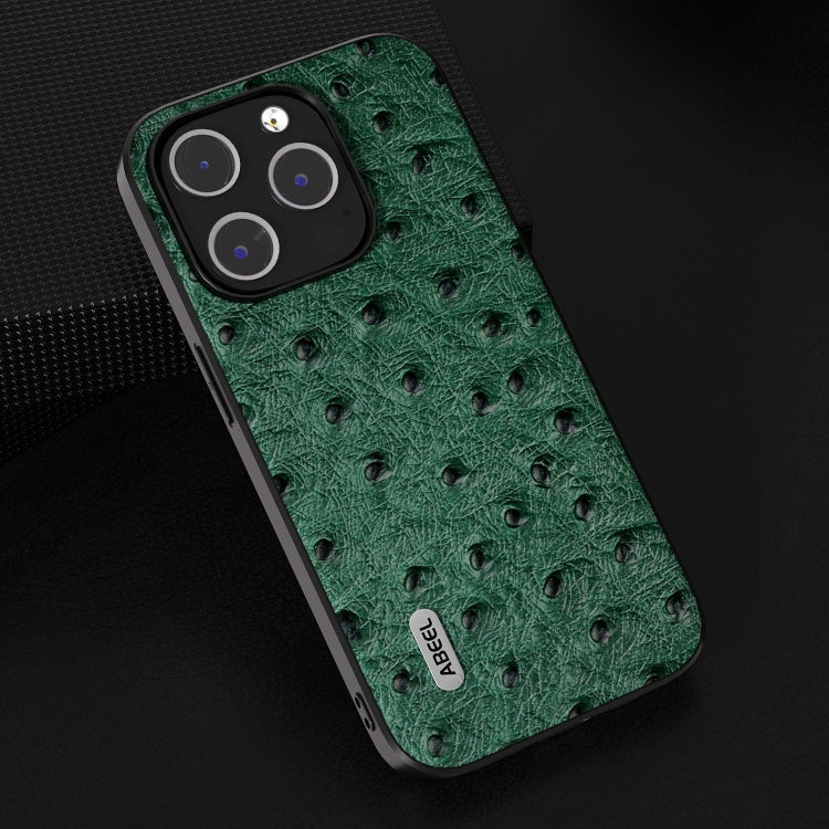 ABEEL Genuine Leather Ostrich Texture Phone Case, For iPhone 15 Plus, For iPhone 15, For iPhone 14 Plus, For iPhone 14, For iPhone 14 Pro, For iPhone 14 Pro Max