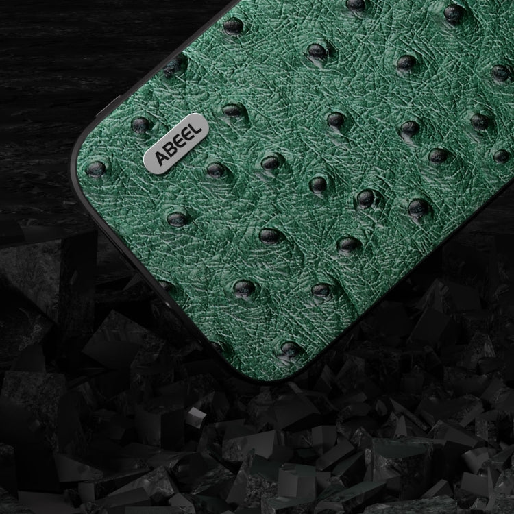ABEEL Genuine Leather Ostrich Texture Phone Case, For iPhone 15 Plus, For iPhone 15, For iPhone 14 Plus, For iPhone 14, For iPhone 14 Pro, For iPhone 14 Pro Max