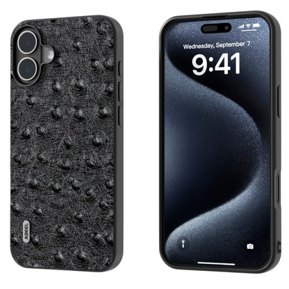ABEEL Genuine Leather Ostrich Texture Phone Case, For iPhone 16 Pro Max, For iPhone 16 Pro, For iPhone 16 Plus, For iPhone 16, For iPhone 15 Pro Max, For iPhone 15 Pro, For iPhone 15 Plus, For iPhone 15, For iPhone 14 Plus, For iPhone 14���������������...