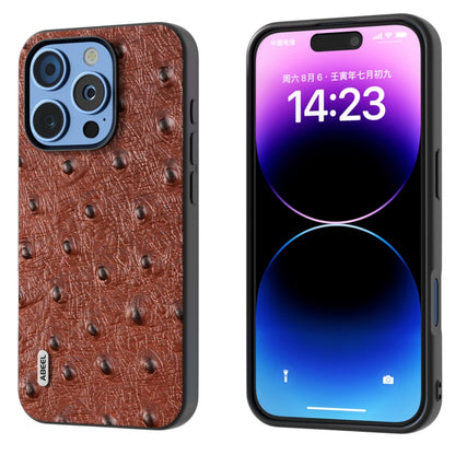 ABEEL Genuine Leather Ostrich Texture Phone Case, For iPhone 16 Pro Max, For iPhone 16 Pro, For iPhone 16 Plus, For iPhone 16, For iPhone 15 Pro Max, For iPhone 15 Pro, For iPhone 15 Plus, For iPhone 15, For iPhone 14 Plus, For iPhone 14���������������...