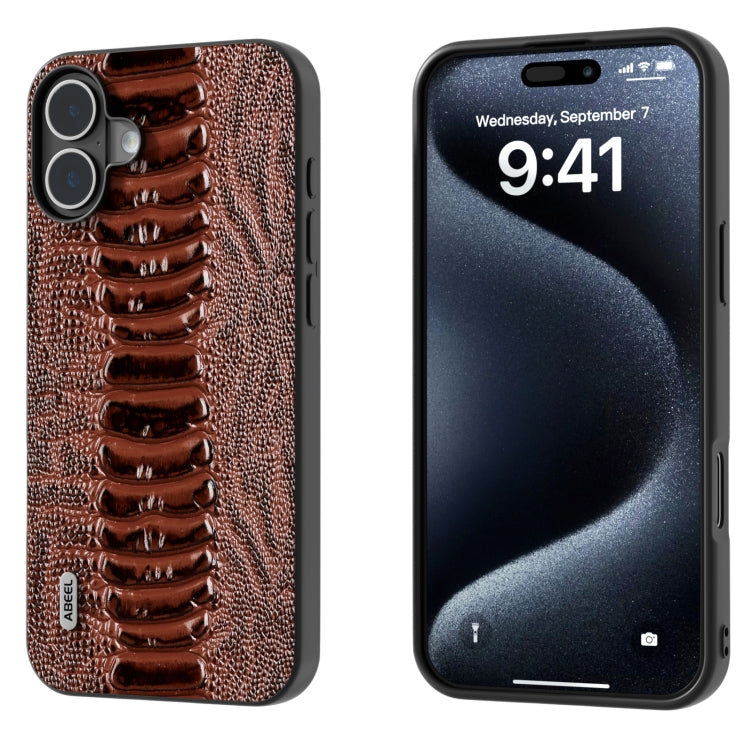 ABEEL Genuine Leather Weilai Series Phone Case, For iPhone 16 Pro Max, For iPhone 16 Pro, For iPhone 16 Plus, For iPhone 16, For iPhone 15 Pro Max, For iPhone 15 Pro