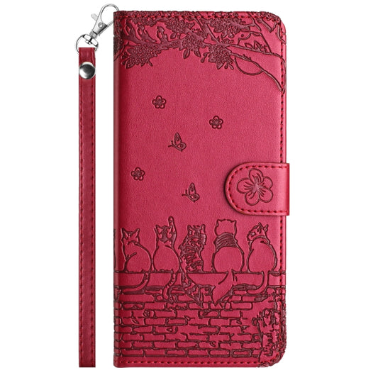 Cat Embossing Pattern Leather Phone Case with Lanyard, For iPhone 12 mini, For iPhone 11 Pro Max, For iPhone 11, For iPhone 11 Pro