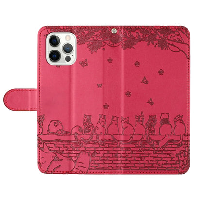 Cat Embossing Pattern Leather Phone Case with Lanyard, For iPhone 16 Pro Max, For iPhone 16 Pro, For iPhone 16 Plus, For iPhone 16