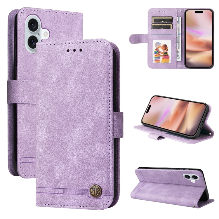 Skin Feel Life Tree Leather Phone Case, For iPhone 16 Pro Max, For iPhone 16 Pro, For iPhone 16 Plus, For iPhone 16