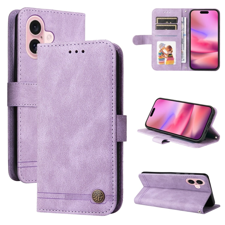 Skin Feel Life Tree Leather Phone Case, For iPhone 16 Pro Max, For iPhone 16 Pro, For iPhone 16 Plus, For iPhone 16