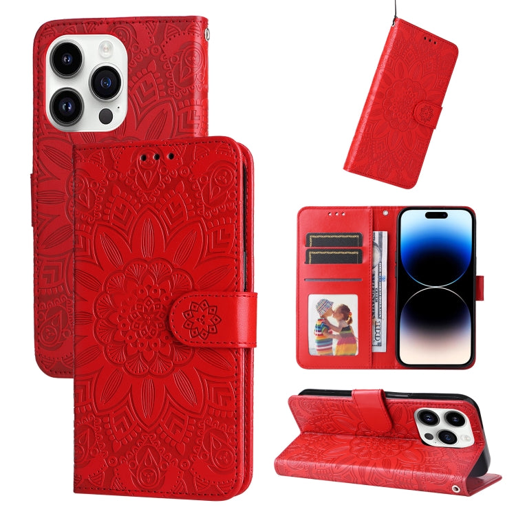 Embossed Sunflower Leather Phone Case, For iPhone 16e, For iPhone 15 Pro Max, For iPhone 15 Pro, For iPhone 15 Plus