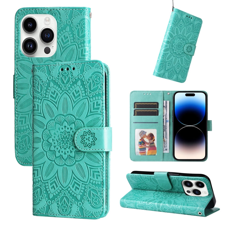 Embossed Sunflower Leather Phone Case, For iPhone 16e, For iPhone 15 Pro Max, For iPhone 15 Pro, For iPhone 15 Plus