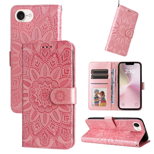 Embossed Sunflower Leather Phone Case, For iPhone 16e, For iPhone 15 Pro Max, For iPhone 15 Pro, For iPhone 15 Plus