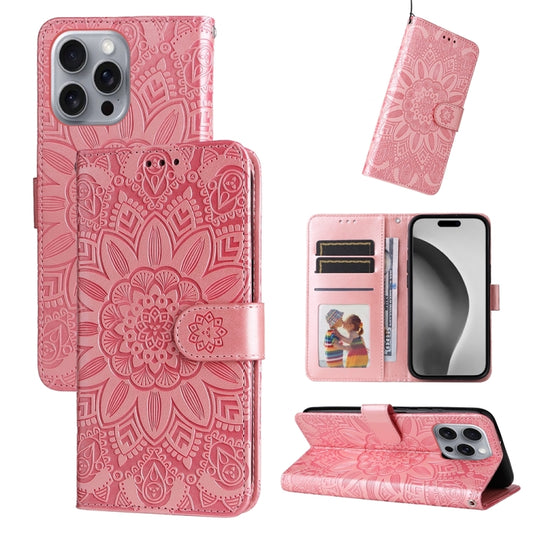 Embossed Sunflower Leather Phone Case, For iPhone 16 Pro Max, For iPhone 16 Pro, For iPhone 16 Plus, For iPhone 16