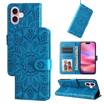 جراب هاتف جلدي منقوش بزهرة عباد الشمس، مناسب لأجهزة iPhone 16 Pro Max وiPhone 16 Pro وiPhone 16 Plus وiPhone 16