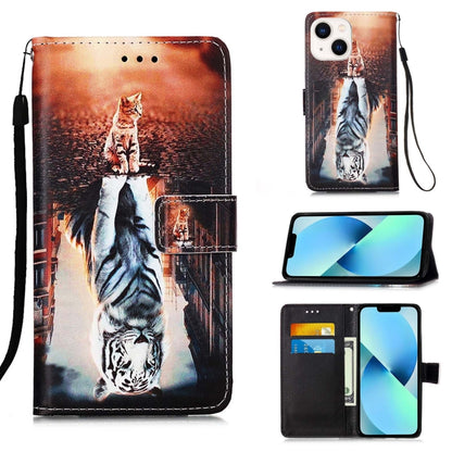 Colored Drawing Pattern Plain Weave Leather Phone Case