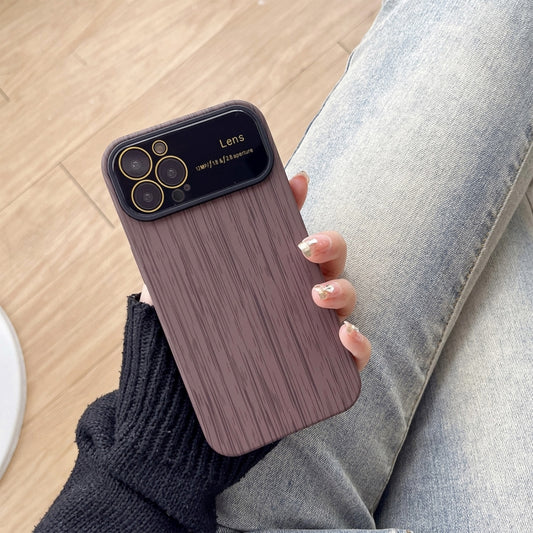 جراب هاتف من مادة TPU بحبيبات خشبية مع غشاء عدسة، لهاتف iPhone 12 Pro، وiPhone 11 Pro Max، وiPhone 11، وiPhone 11 Pro، وiPhone X / XS، وiPhone XR، وiPhone XS Max