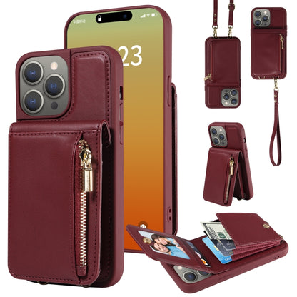 Crossbody Lanyard Zipper Wallet Leather Phone Case, For iPhone 15 Pro Max, For iPhone 15 Pro, For iPhone 15 Plus, For iPhone 15